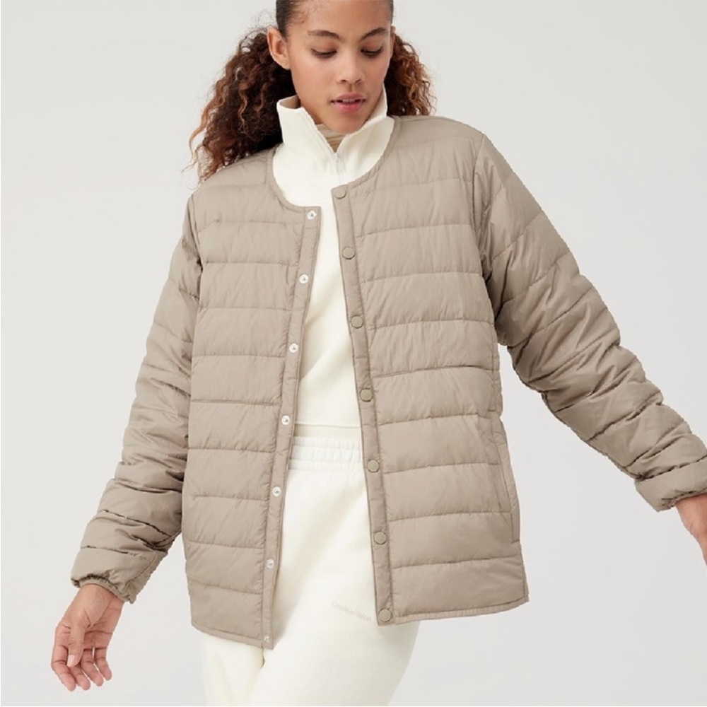 Outdoor Voices Softshield Liner Quilted Jacket Taupe Women’s Size XL